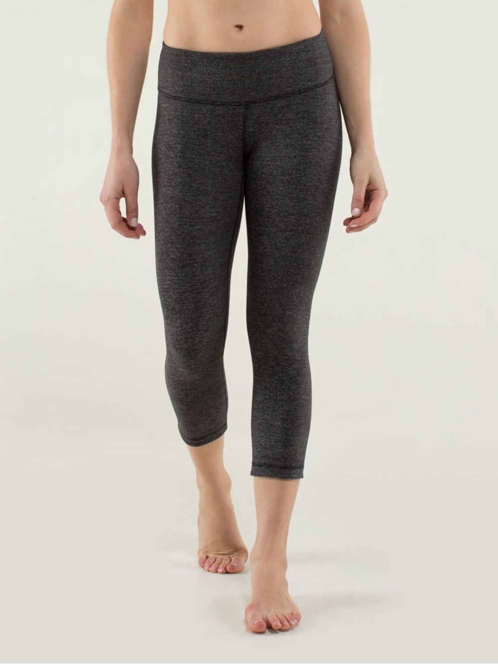 Lululemon Wunder Under Crop - Reversible - ‘Wee Stripe Black Heathered Black’